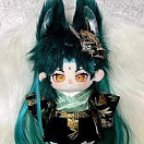 China Cotton Doll 20cm with skeleton - Green fox boy with long hair
